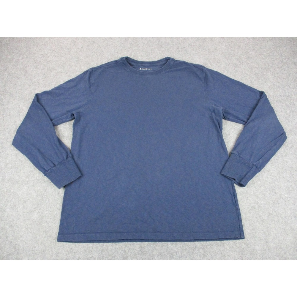American Giant Shirt Mens Large Blue Slub Knit Long Sleeve Crew Neck Basic